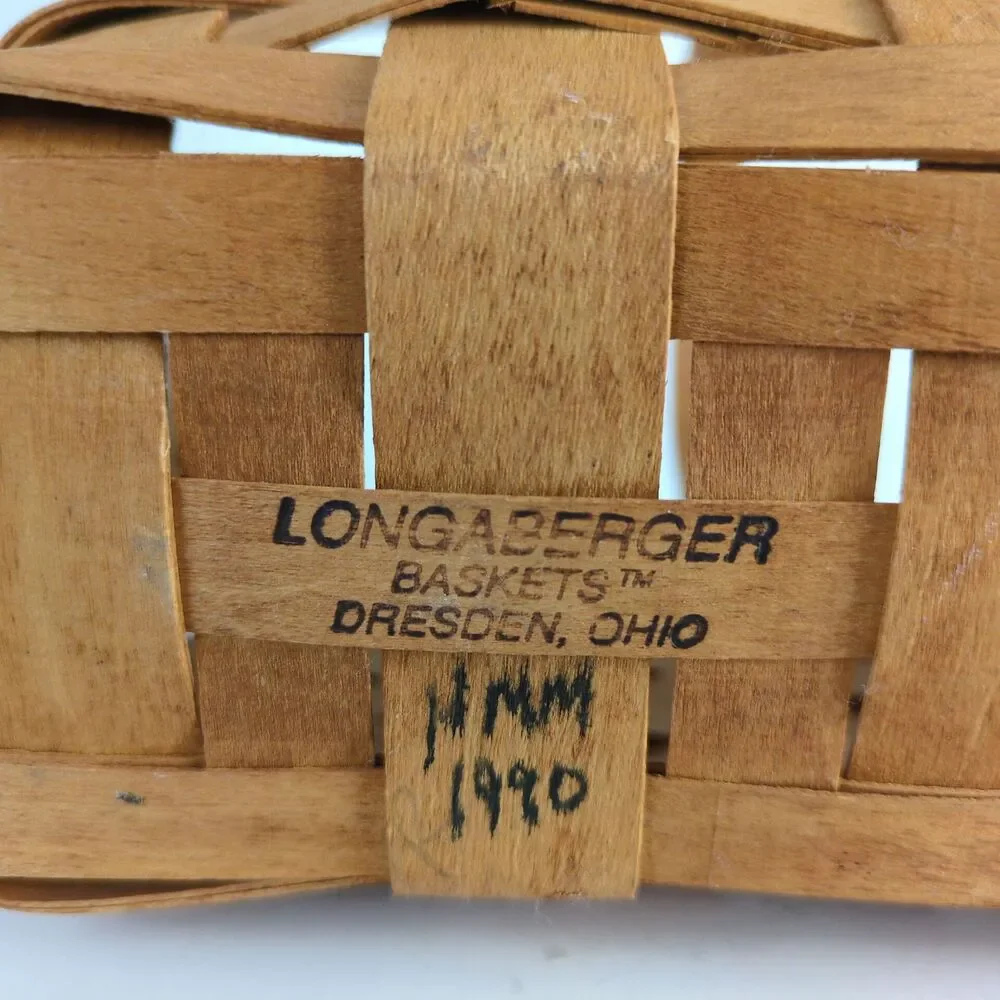 Vintage 1990 Longaberger Small Market Gathering‎ Basket Top Handle Maple Wood
